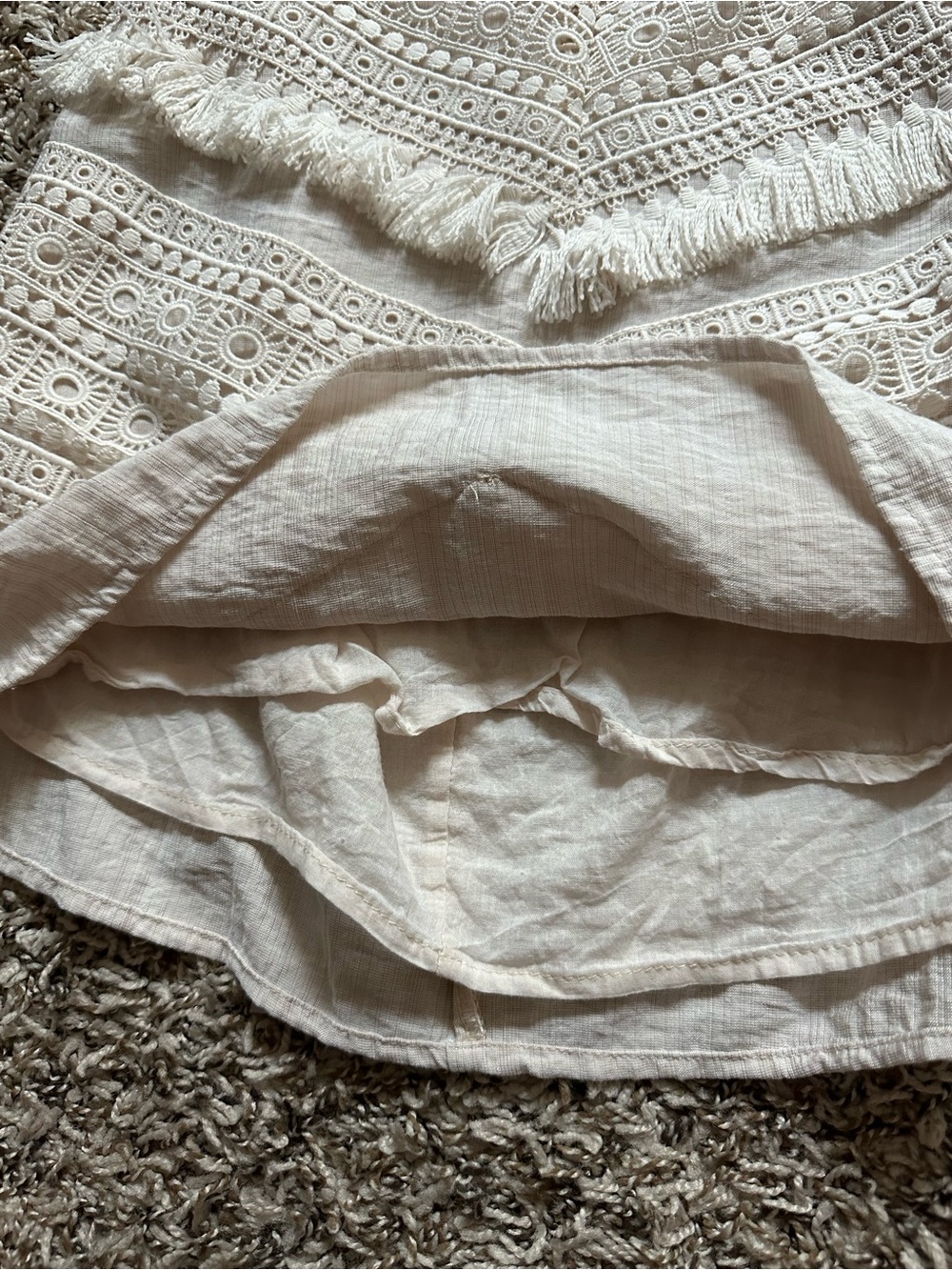 Selfie Leslie Strapless Cream Lace Fringe Mini Dress - Picture 3 of 8